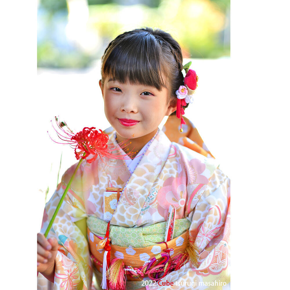 七五三　ぽっくり　舞妓さん　朱赤　鶴　本畳み　記念撮影 caption.jpg
